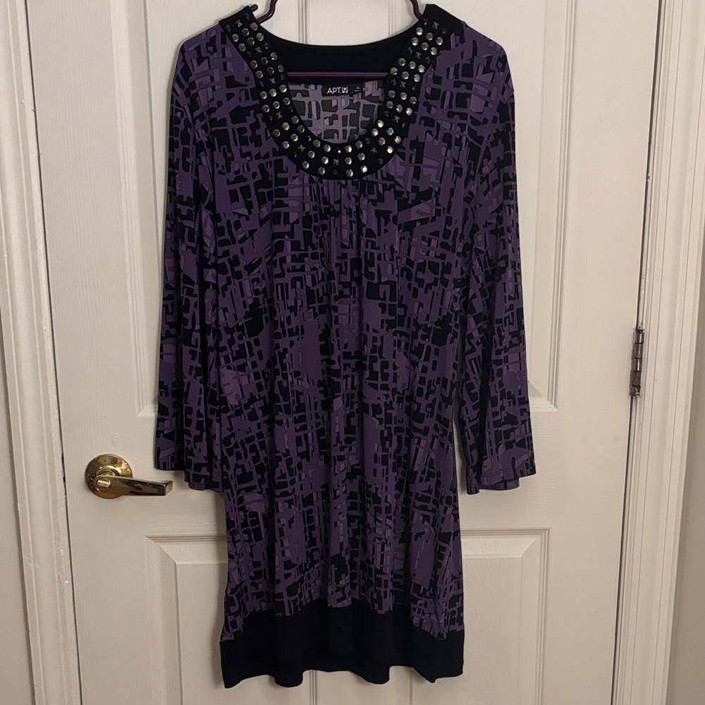 Apt. 9 Purple and Black Geometric Dress